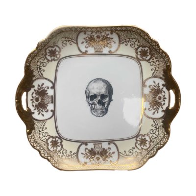 Upcycled Vintage Skull Cake Plate