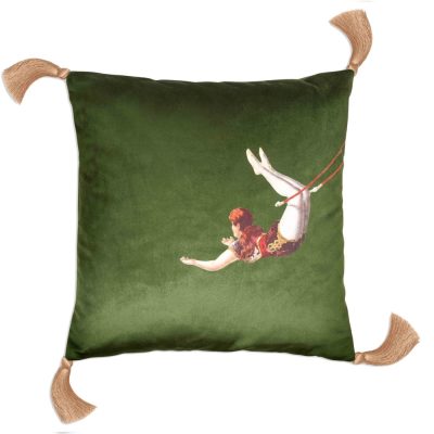 Trapeze Girl Velvet Cushion Lush Meadow Green Second