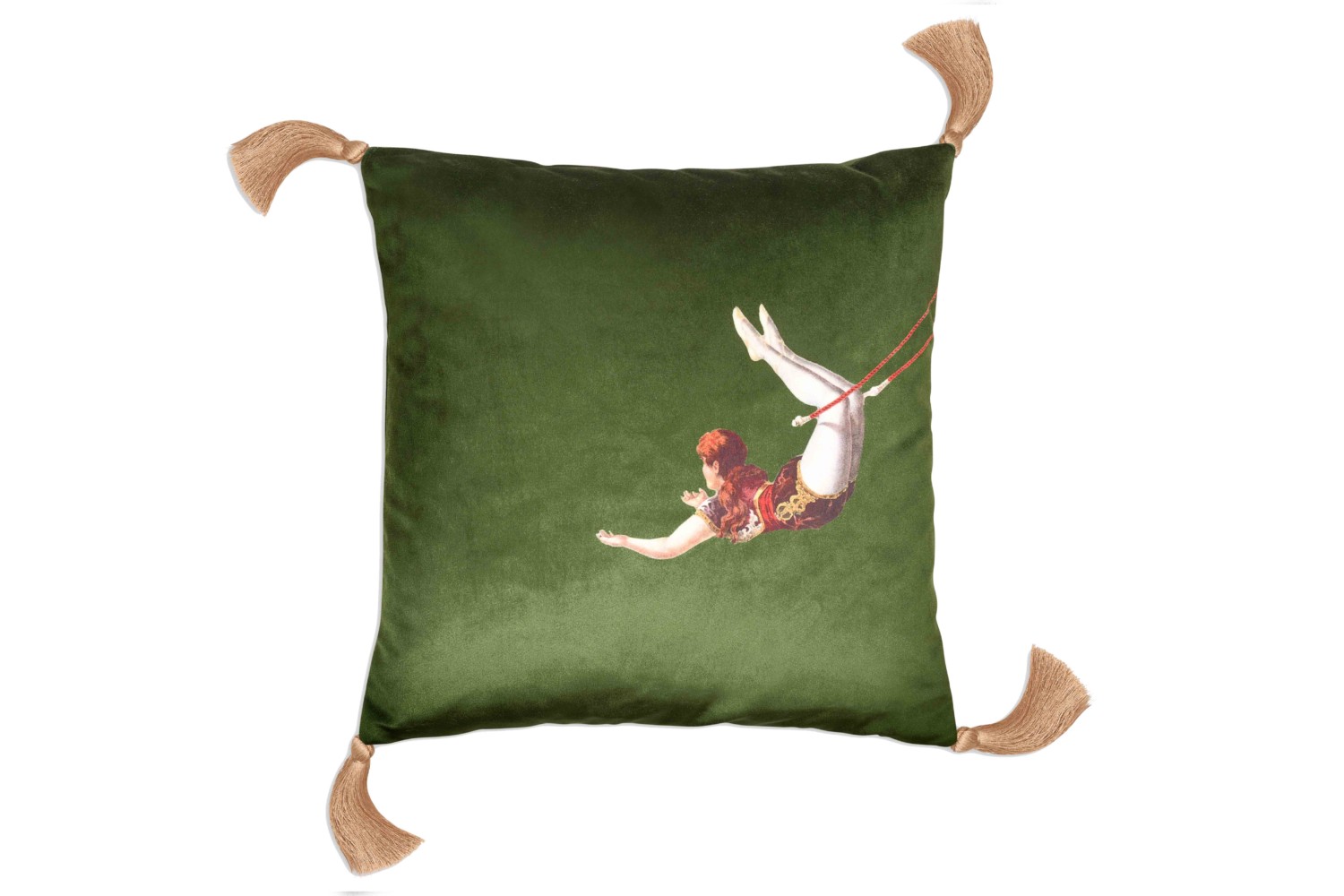 Trapeze Girl Velvet Cushion Lush Meadow Green Second
