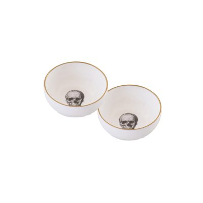 Skull Bone China Set of Two Small Dip Bowls