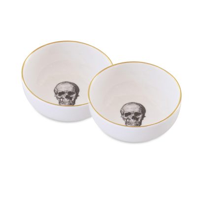 Skull Bone China Set of Two Nut / Dip Bowls 10cm